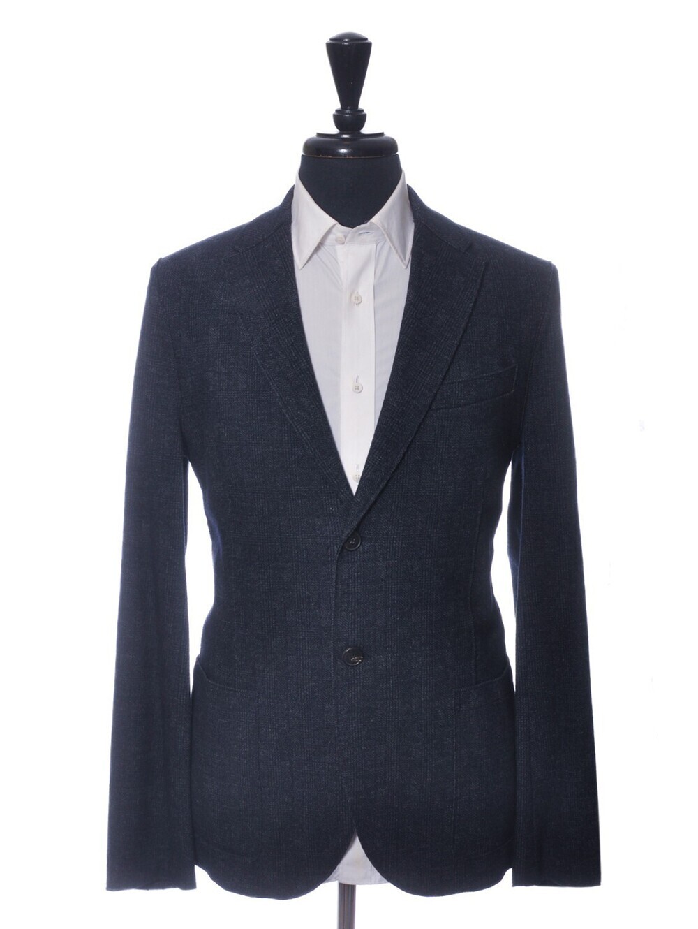 Harris Wharf London Navy Blue Check Unstructured Blazer 40R 37600